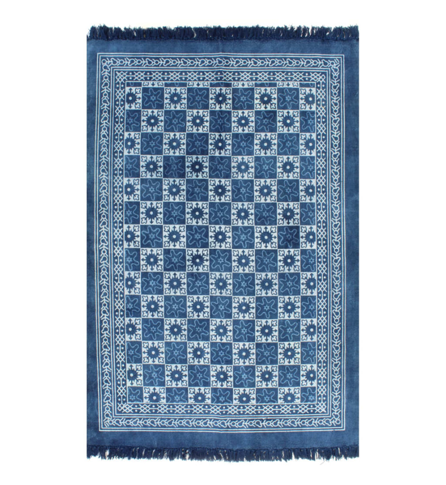 Tapis Kilim Coton 160 x 230 cm avec motif Bleu