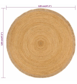 Tapis tressé avec bord brodé 120 cm Jute Rond