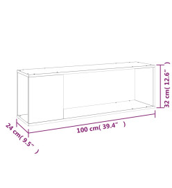 Meuble TV Gris brillant 100x24x32 cm Aggloméré