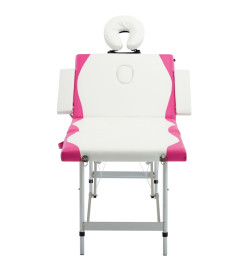 Table de massage pliable 4 zones Aluminium Blanc et rose