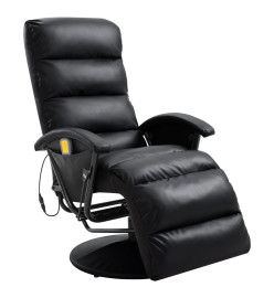 Fauteuil inclinable de massage TV noir similicuir