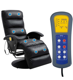 Fauteuil inclinable de massage TV noir similicuir