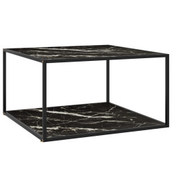 Table basse Noir avec verre marbre noir 90x90x50 cm