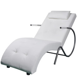 Chaise longue avec oreiller Blanc Similicuir