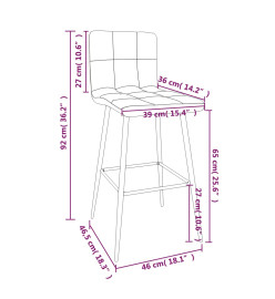 Tabourets de bar lot de 2 gris similicuir