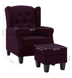 Fauteuil avec repose-pied Violet Tissu