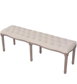 Banc Lin Bois massif 150 x 40 x 48 cm Blanc crème