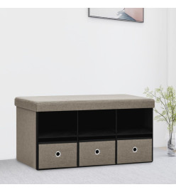 Banc de rangement pliable Taupe 76x38x38 cm Faux lin