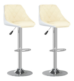 Tabourets de bar lot de 2 crème et blanc similicuir