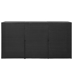 Abri pour poubelle triple Noir 229x78x120 cm Résine tressée