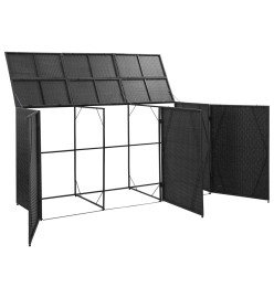 Abri pour poubelle triple Noir 229x78x120 cm Résine tressée