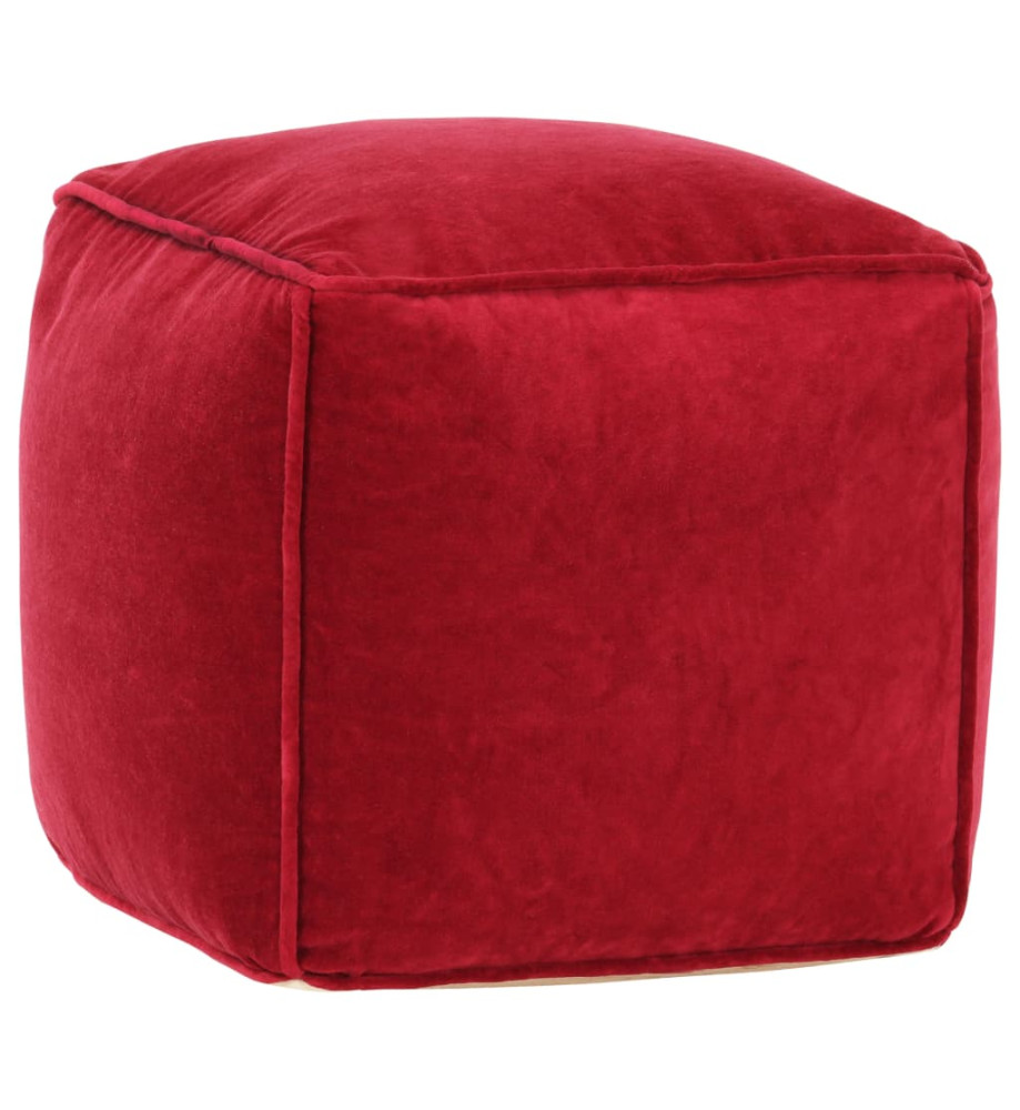 Pouf Velours de coton 40 x 40 x 40 cm Rouge rubis