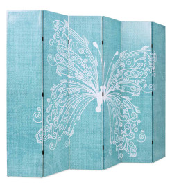 Cloison de séparation pliable 228 x 170 cm Papillon Bleu