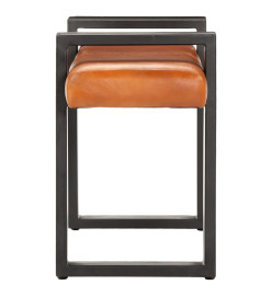 Banc 160 cm Marron et noir Cuir véritable de chèvre