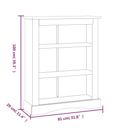 Bibliothèque 3 niveaux Corona Pin mexicain Blanc 81x29x100 cm