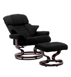 Fauteuil inclinable et repose-pied Noir Similicuir bois courbé