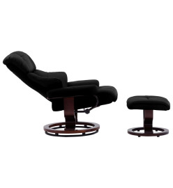 Fauteuil inclinable et repose-pied Noir Similicuir bois courbé