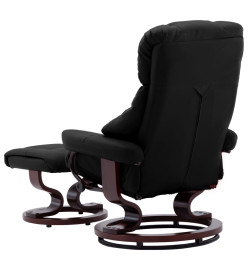 Fauteuil inclinable et repose-pied Noir Similicuir bois courbé