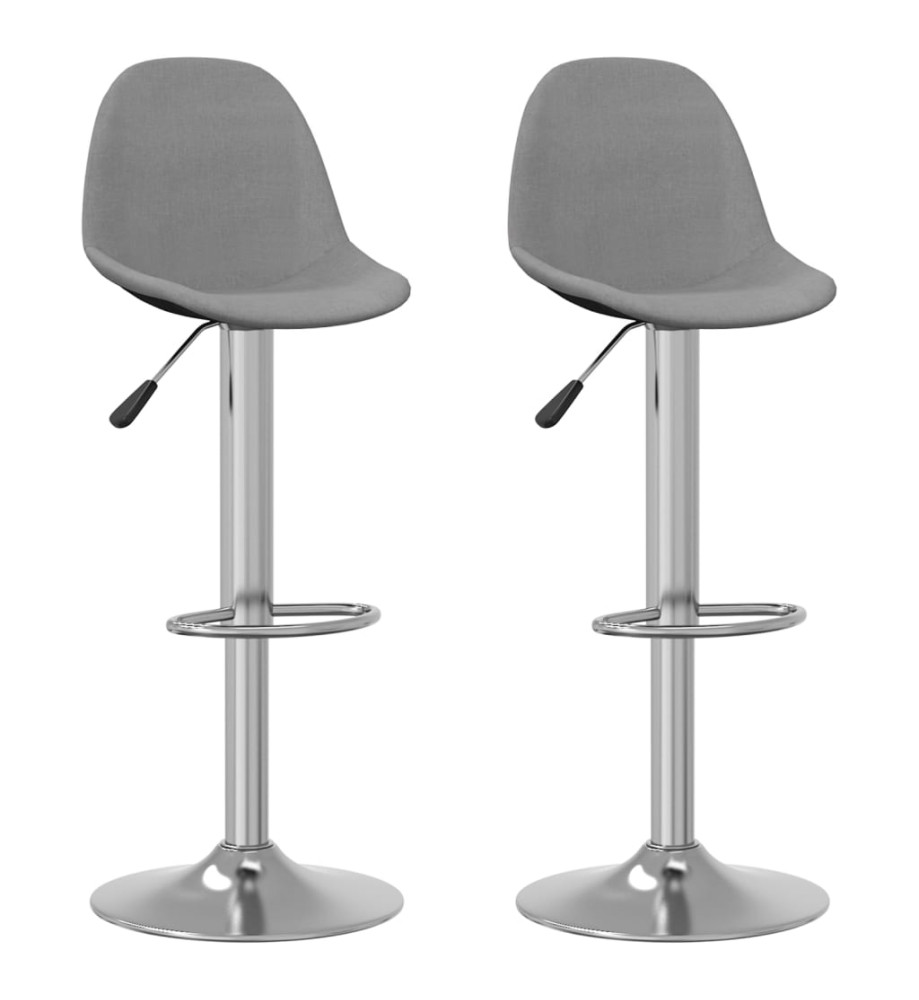 Tabourets de bar lot de 2 gris tissu