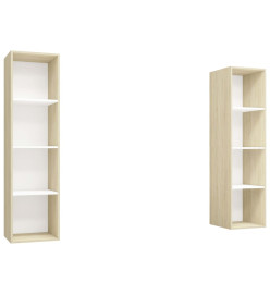 Meubles TV muraux 2 pcs Blanc et chêne sonoma Aggloméré