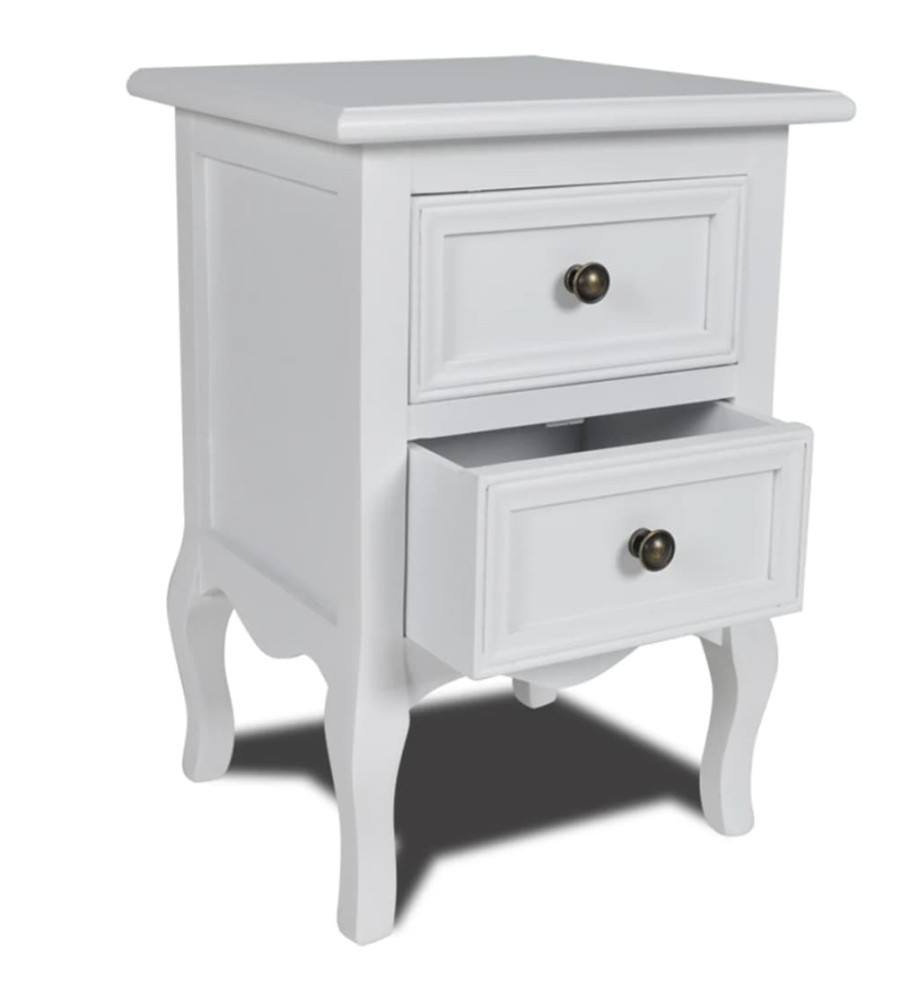 Table de chevet avec 2 tiroirs MDF Blanc Table de chevet avec 2 tiroirs MDF Blanc