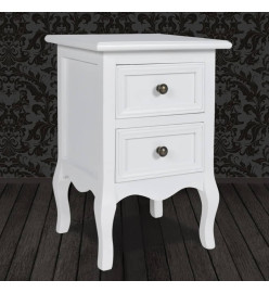 Table de chevet avec 2 tiroirs MDF Blanc