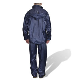 Combinaison de pluie avec capuche 2 pcs Hommes Bleu marine XL