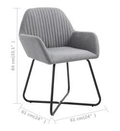 Chaises à manger lot de 6 gris clair tissu