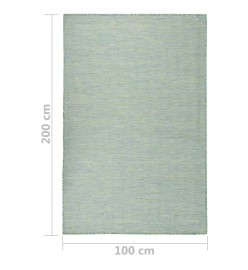 Tapis à tissage plat d'extérieur 100x200 cm Turquoise