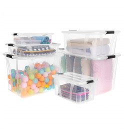 Boîtes de rangement avec couvercles 2 pcs Transparent 55 L