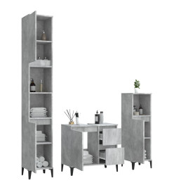 Ensemble d'armoires de salle de bain 3 pcs gris béton