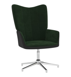 Chaise de relaxation avec repose-pied Vert foncé Velours et PVC