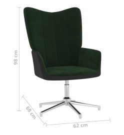 Chaise de relaxation avec repose-pied Vert foncé Velours et PVC