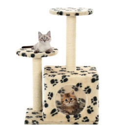 Arbre à chat avec griffoir en sisal 60 cm Beige Motif de pattes