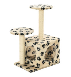 Arbre à chat avec griffoir en sisal 60 cm Beige Motif de pattes