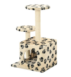 Arbre à chat avec griffoir en sisal 60 cm Beige Motif de pattes