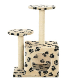 Arbre à chat avec griffoir en sisal 60 cm Beige Motif de pattes