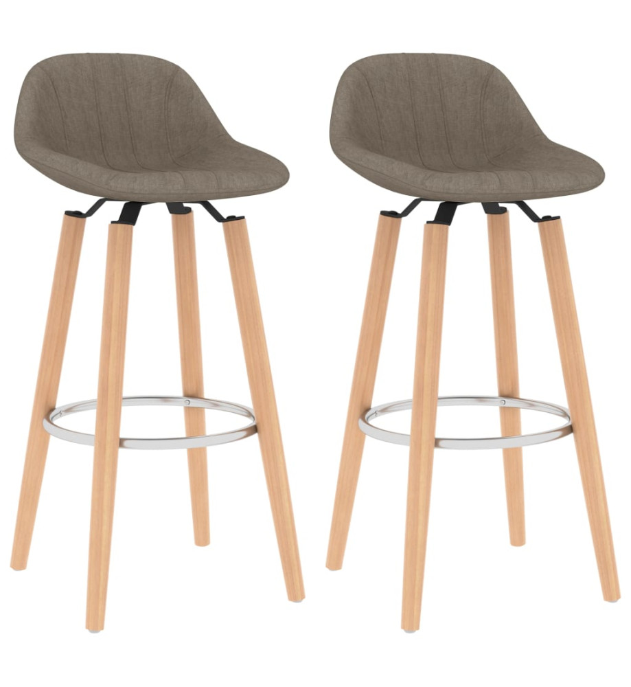 Tabourets de bar lot de 2 taupe tissu