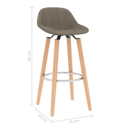 Tabourets de bar lot de 2 taupe tissu