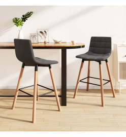 Tabourets de bar lot de 2 gris clair tissu