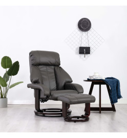 Fauteuil TV avec repose-pied Gris Similicuir