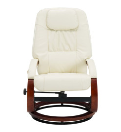 Fauteuil de massage avec repose-pied blanc crème similicuir