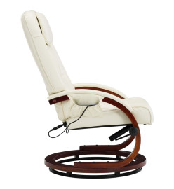 Fauteuil de massage avec repose-pied blanc crème similicuir