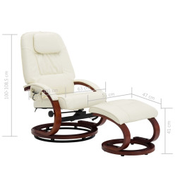 Fauteuil de massage avec repose-pied blanc crème similicuir