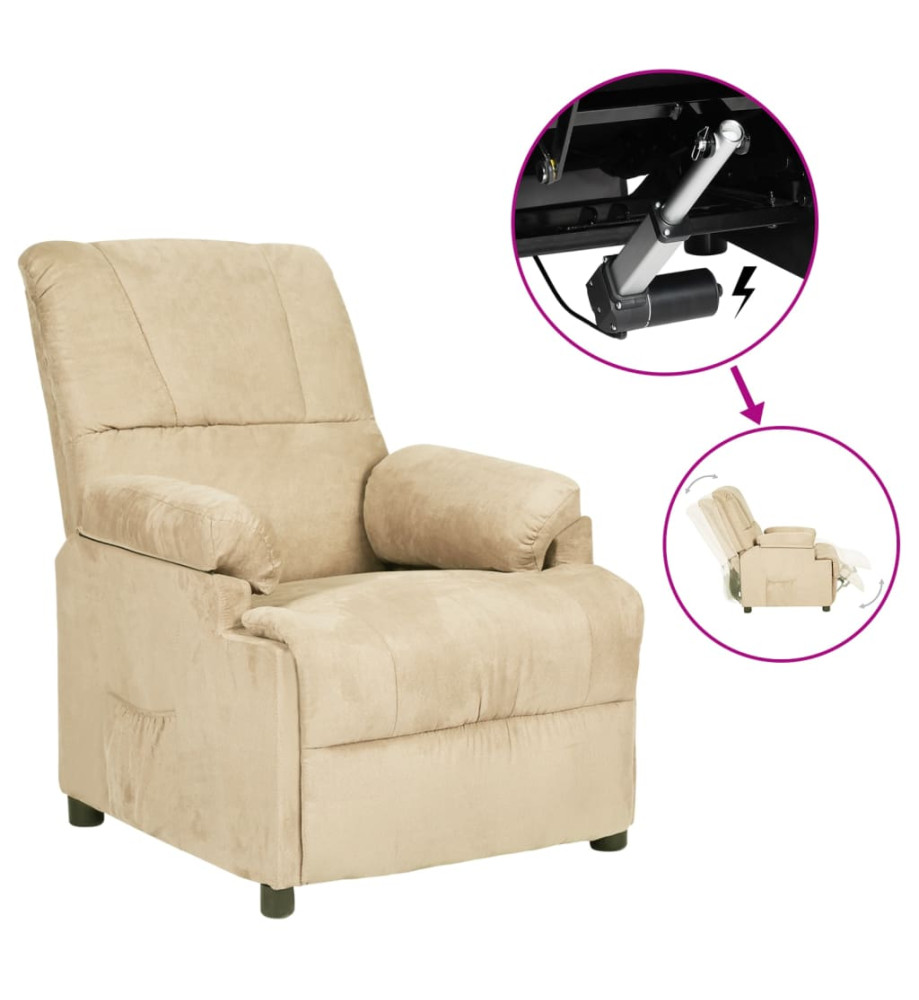 Fauteuil inclinable électrique Crème Similicuir daim