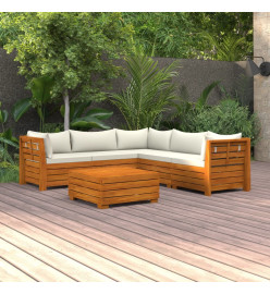 Salon de jardin 6 pcs avec coussins Bois d'acacia solide