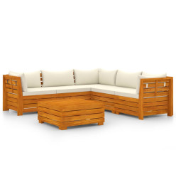Salon de jardin 6 pcs avec coussins Bois d'acacia solide