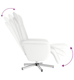 Fauteuil inclinable de massage repose-pieds blanc similicuir