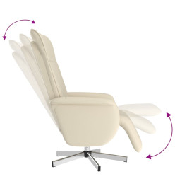 Fauteuil inclinable de massage et repose-pieds crème similicuir