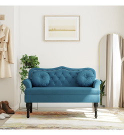 Banc avec coussins bleu 120,5x65x75 cm velours